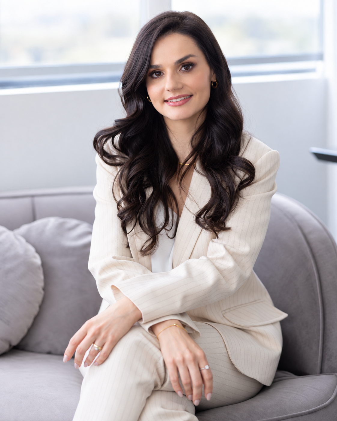 Dr. Cinthia Barbisan, radiologist, seated portrait
